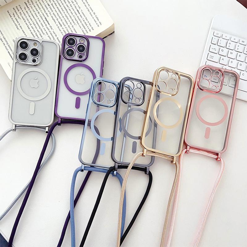 Kryt pro Apple iPhone 13 Pro Max - podpora MagSafe + šňůrka - gumový - průhledný / fialový 6 Kryt pro Apple iPhone 13 Pro Max - podpora MagSafe + šňůrka - gumový - průhledný / fialový - Obrázek 6